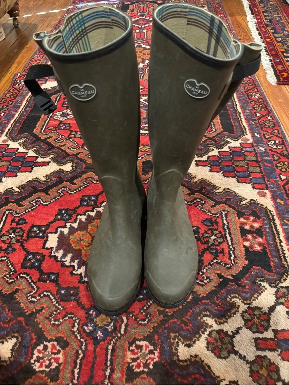 Men's Jersey-Lined Wellington Boots in Iconic Green